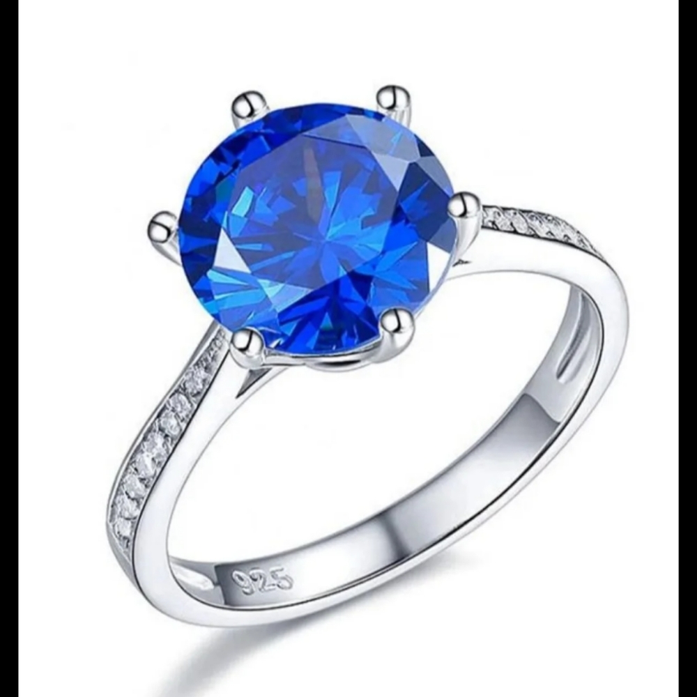 3 Carat blue wedding ring